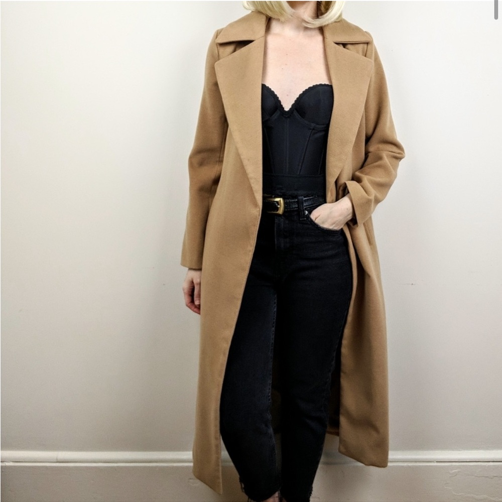 Missguided Long Faux Wool Trench Coat